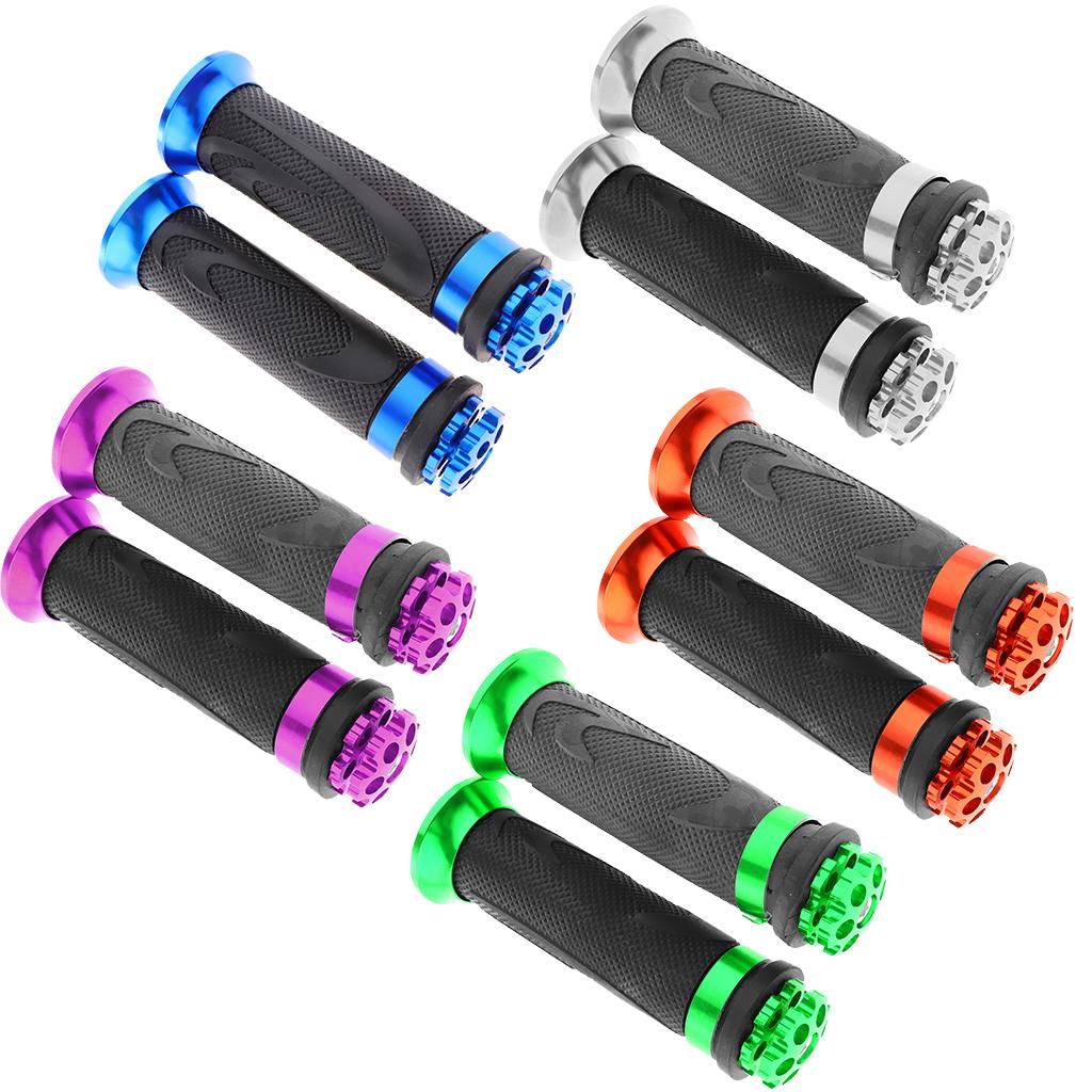 Pair Racing Motorcycle Motorbike Rubber Handlebar Hand Grip Bar End Green