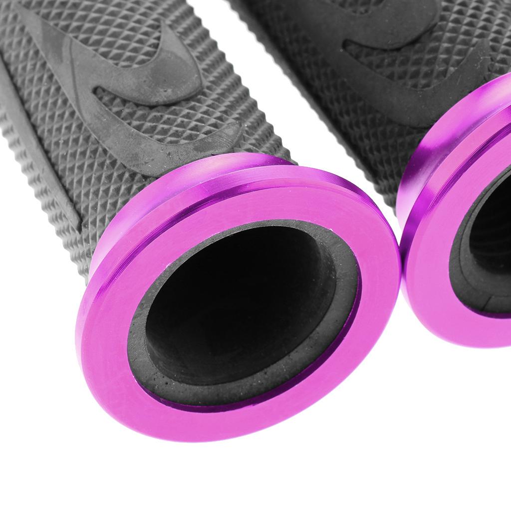 Pair Racing Motorcycle Motorbike Rubber Handlebar Hand Grip Bar End Purple