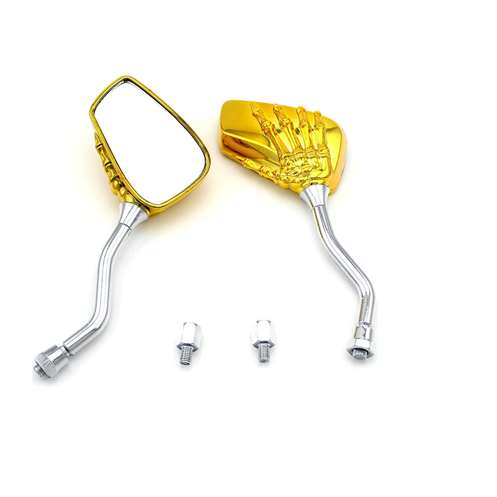 Universal Motorcycle Skull Hand Rearview Side Mirrors Adjustable Golden