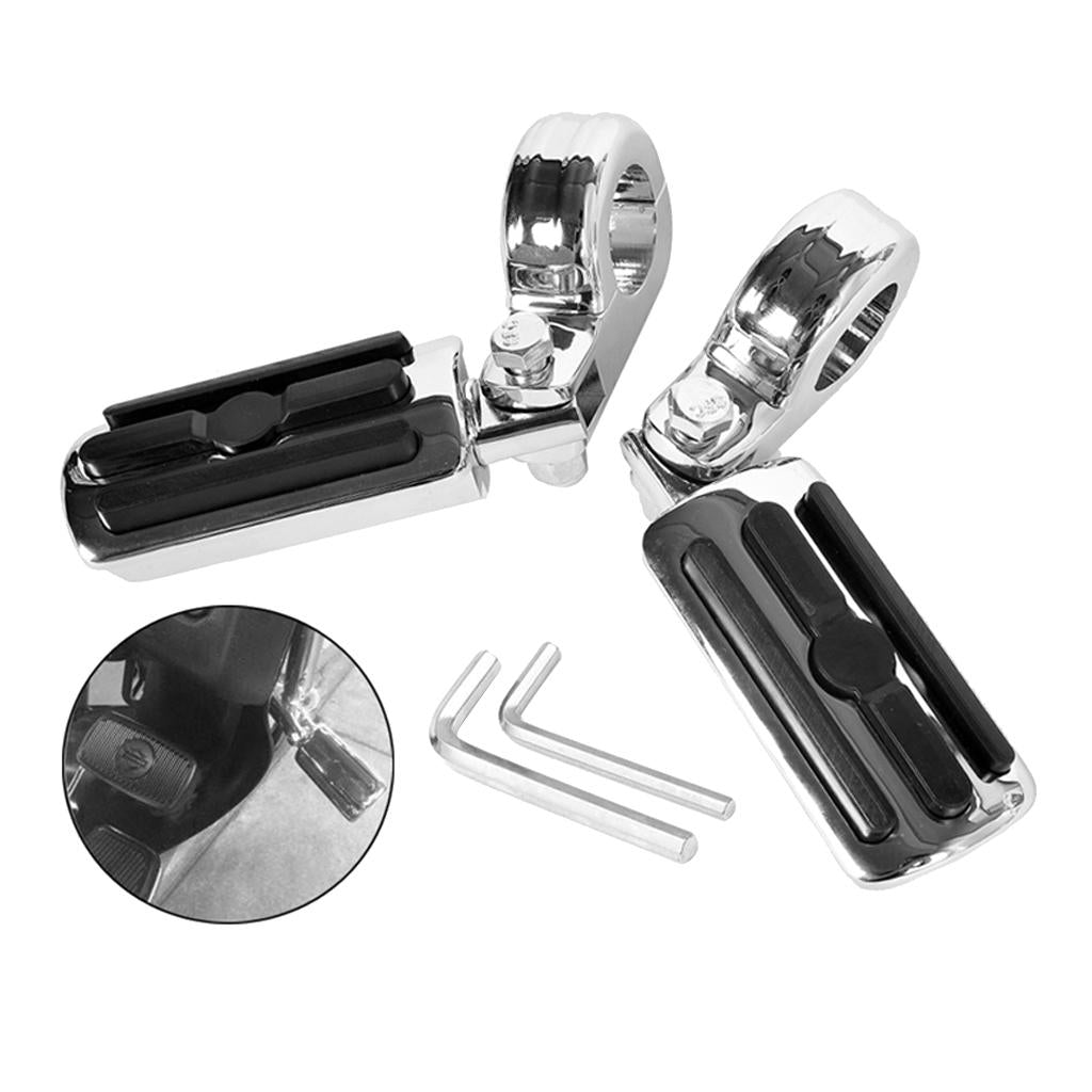 Pair Universal Motorcycle Foot Pegs Pedals for Harley Tourist Cruise Black