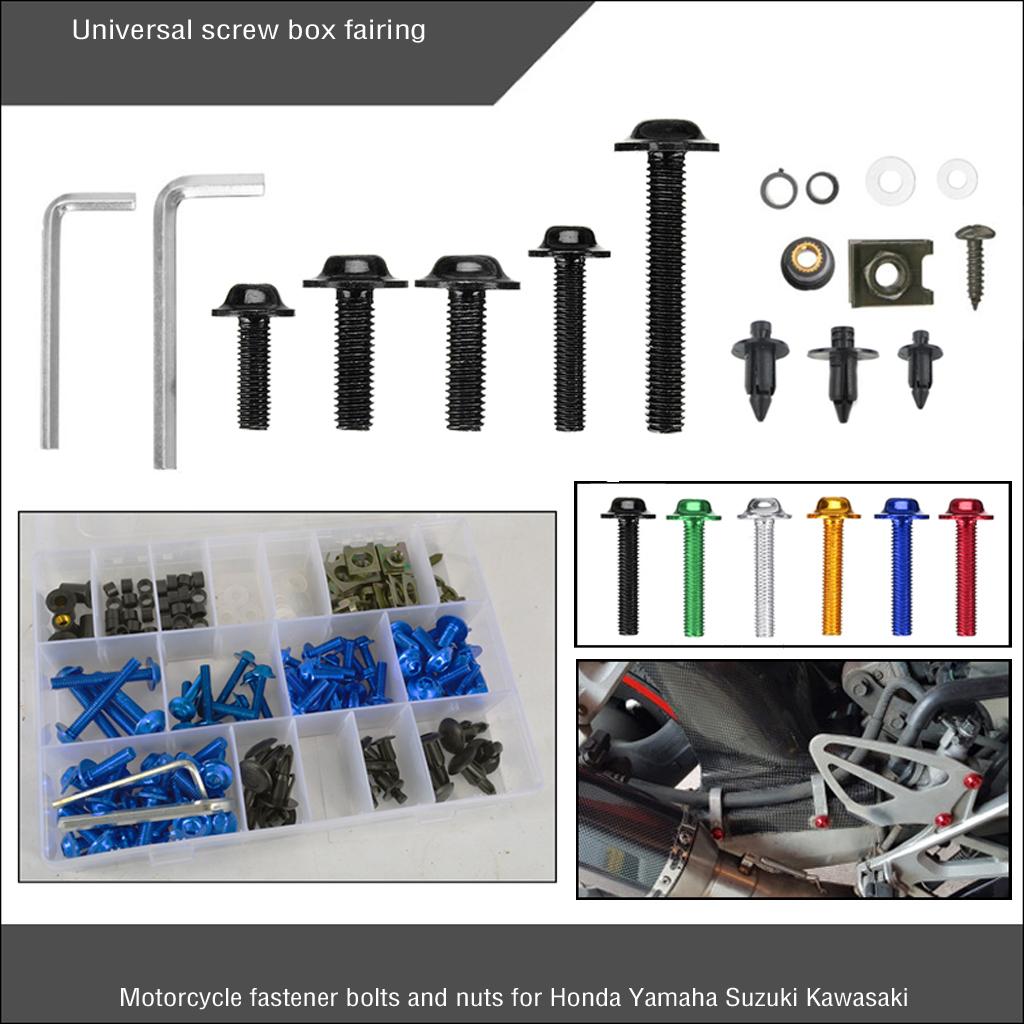 Complete Set Motorcycle Windscreen Fairing Bolts Fastener Clips Screw Blue