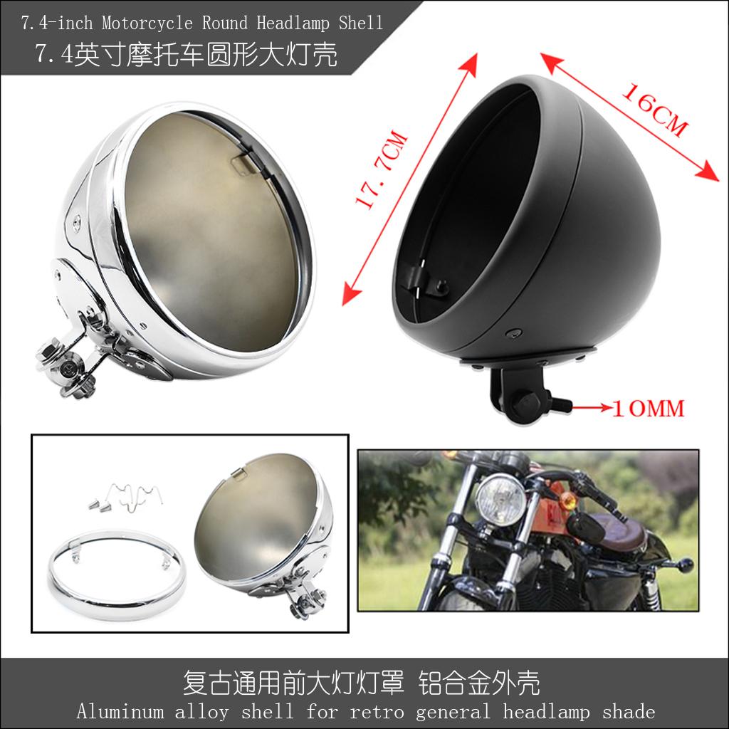 7.4" Motorcycle Retro Headlight Cover Housing For Halley FLST FXST Chromed