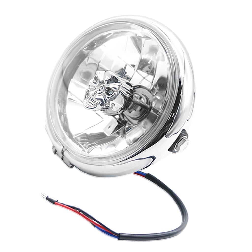 Universal Motorcycle Retro Front Headlight Silver Metal For CG125 GN125