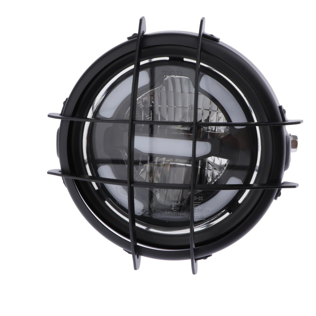  6" Universal Retro Motorcycle Cafe Racer Modified LED Headlight Yellow (with net)