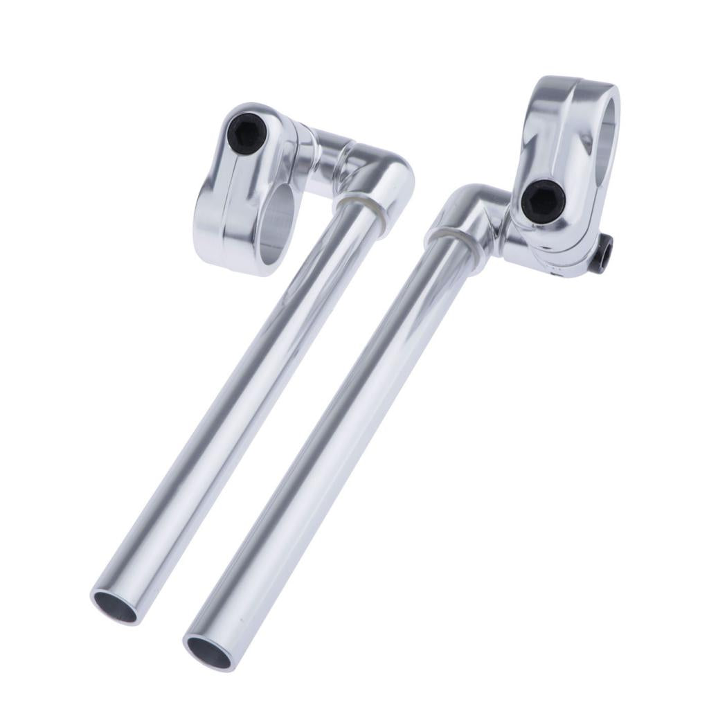 41mm CNC Alloy Handlebars Grips Adjustable Clip On Fork for Motorbike Silver