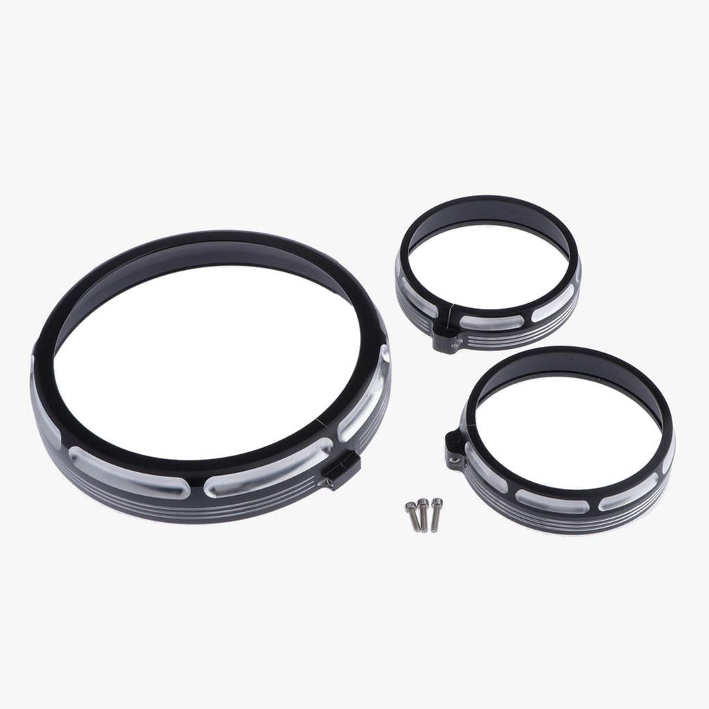 7" Burst Headlight + 4.5" Auxiliary Trim Ring Set Fit for Harley FLHR FLHX