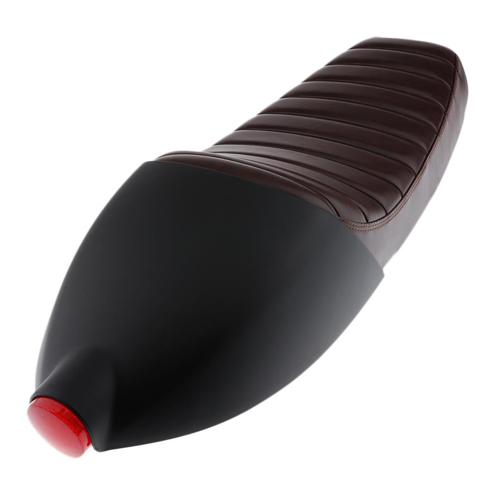Universal Motorcycle seat with tail light cover Seat Brown+Matte Black