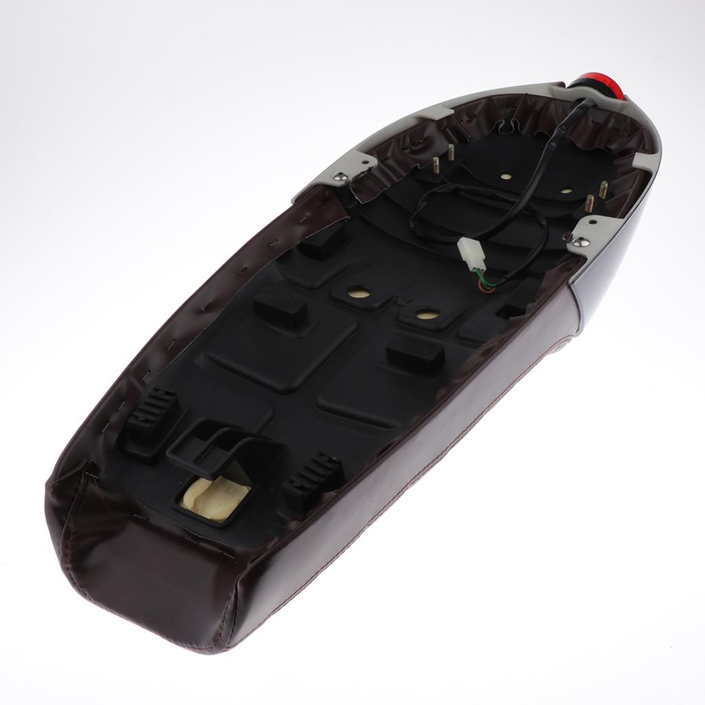 Universal Motorcycle seat with tail light cover Seat Brown+Glossy Black