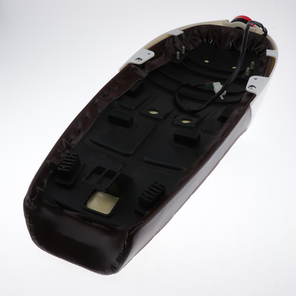Universal Motorcycle seat with tail light cover Seat Brown+White