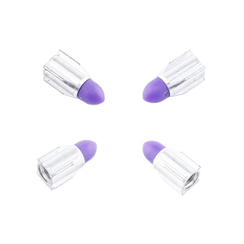 4Pieces Alloy Tire Stem Valve Caps Dust Cover for Motorcycle Purple+Silver