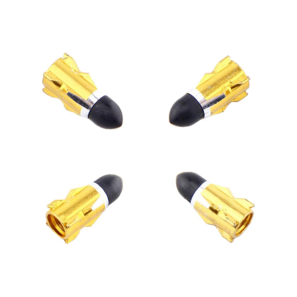 4Pieces Alloy Tire Stem Valve Caps Dust Cover for Motorcycle Golden + Black