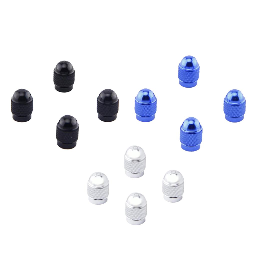 4Pieces Alloy Tire Stem Round Valve Caps Dust Cover for Motorbike ATV Black