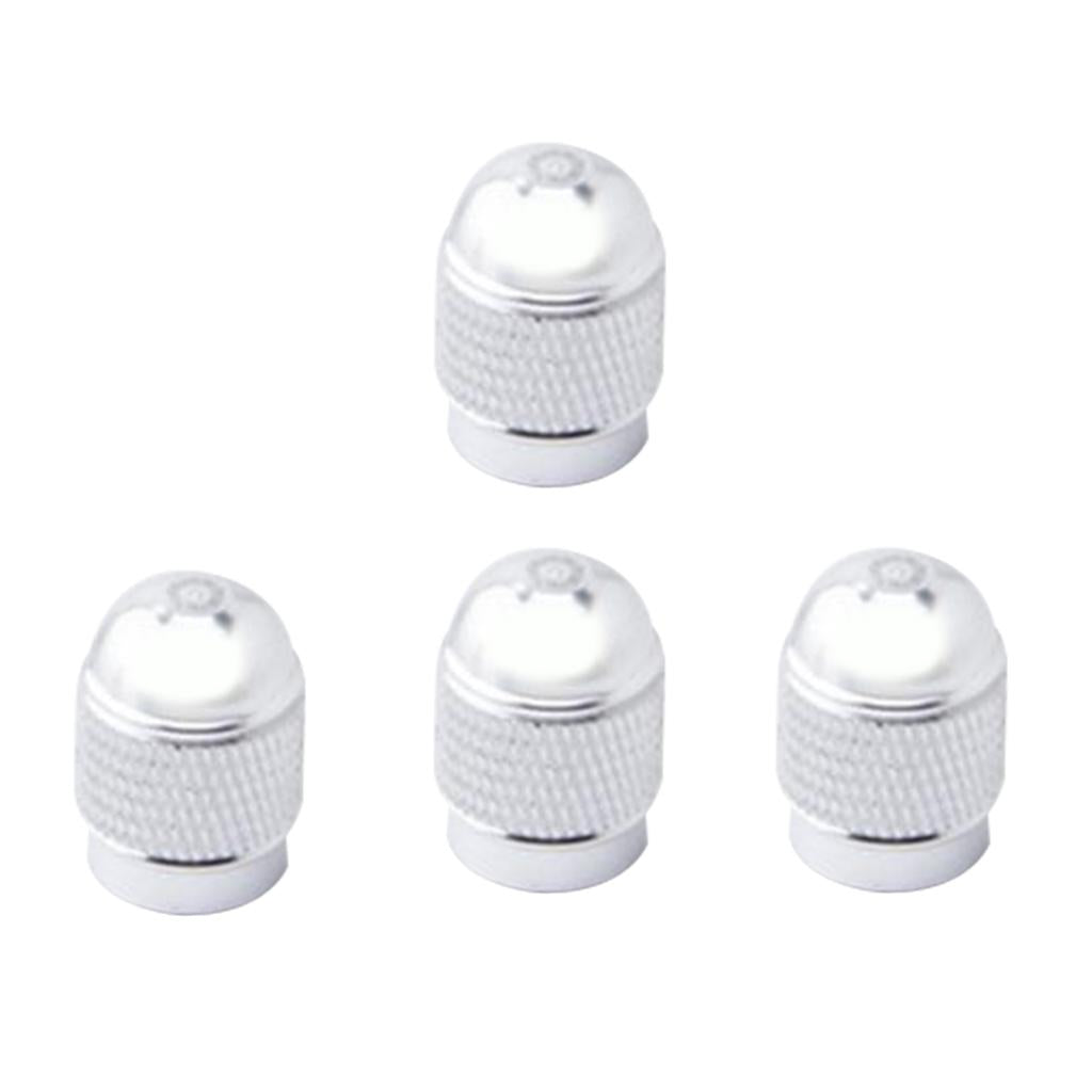 4Pieces Alloy Tire Stem Round Valve Caps Dust Cover for Motorbike ATV Silver