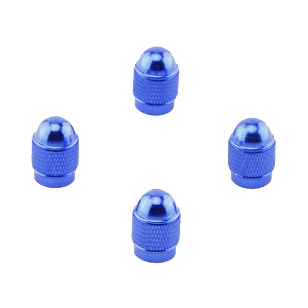 4Pieces Alloy Tire Stem Round Valve Caps Dust Cover for Motorbike ATV Blue