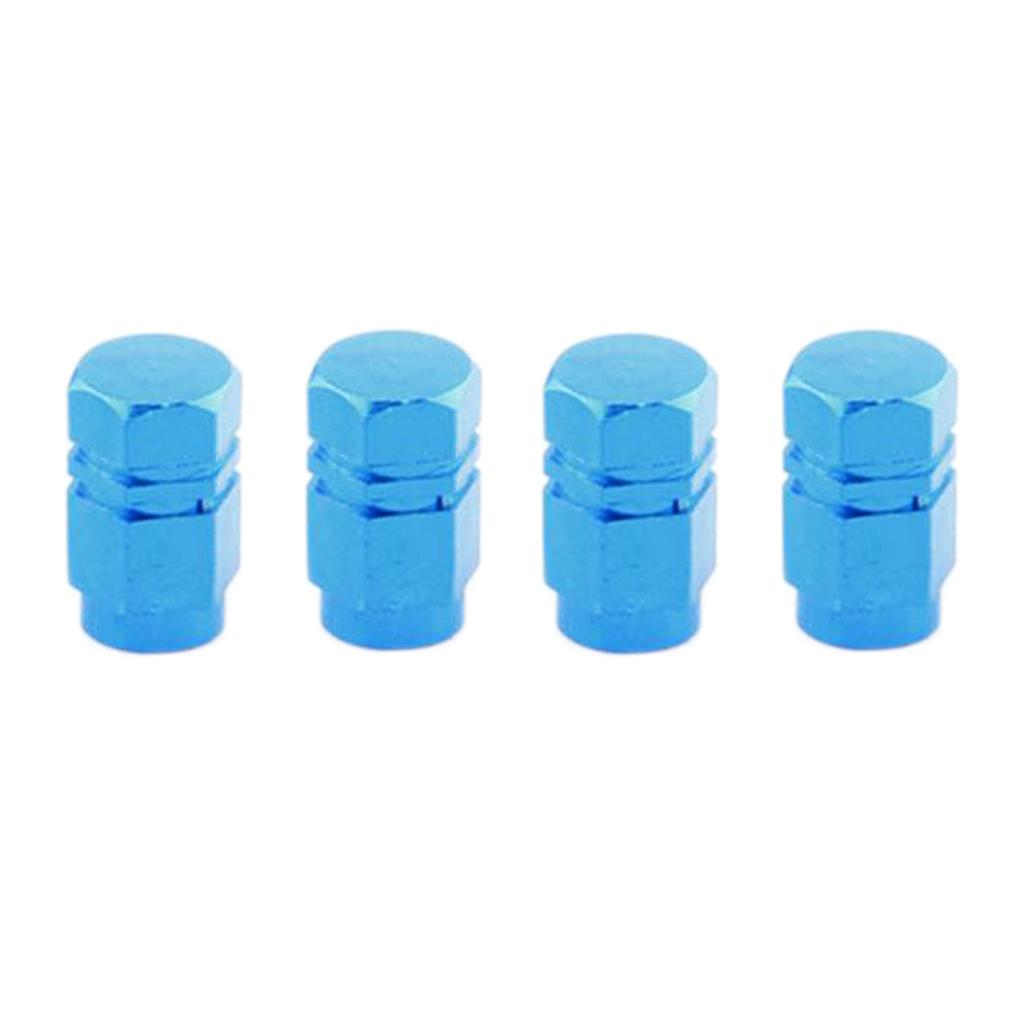 4 Pieces Alloy Tire Stem Valve Caps Dust Cover for Motorcycle Scooter Blue