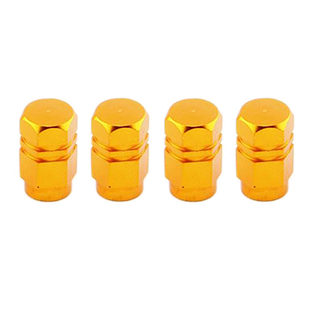 4 Pieces Alloy Tire Stem Valve Caps Dust Cover for Motorcycle Scooter Yellow