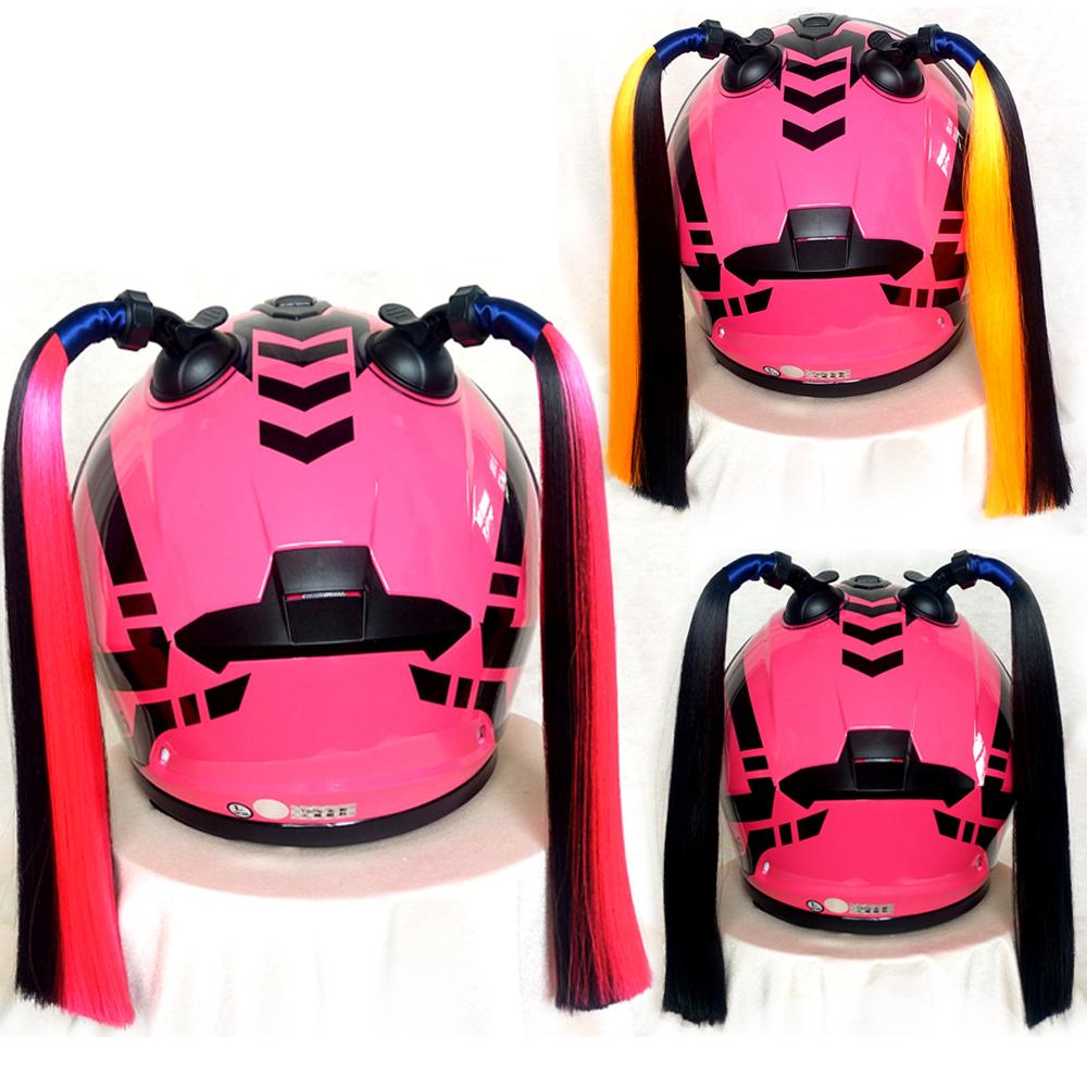 Helmet Wig & Suction Cup Fit for Motorcycle Black