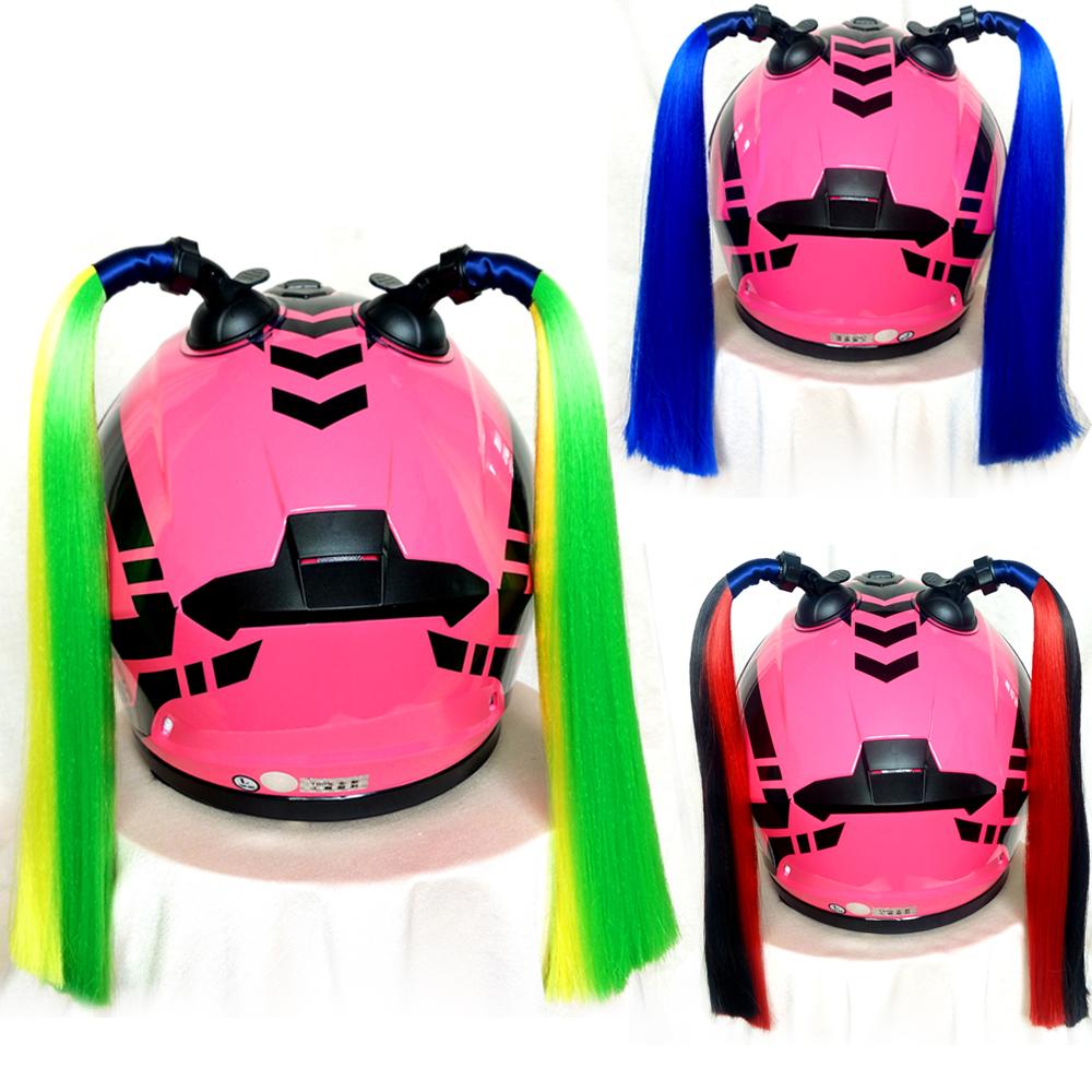 Helmet Wig & Suction Cup Fit for Motorcycle Green+Yellow