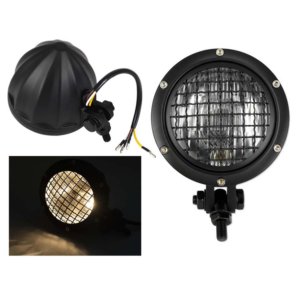  12V Black Retro Front Headlight Headlamp Universal for Motorcycles Dirtbike