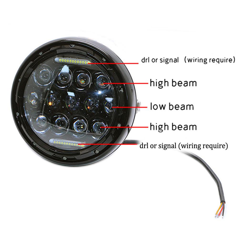 Motorcycle Retro LED Headlamp Auxiliary Headlamp Fog Lamp 12V 55W for Harley
