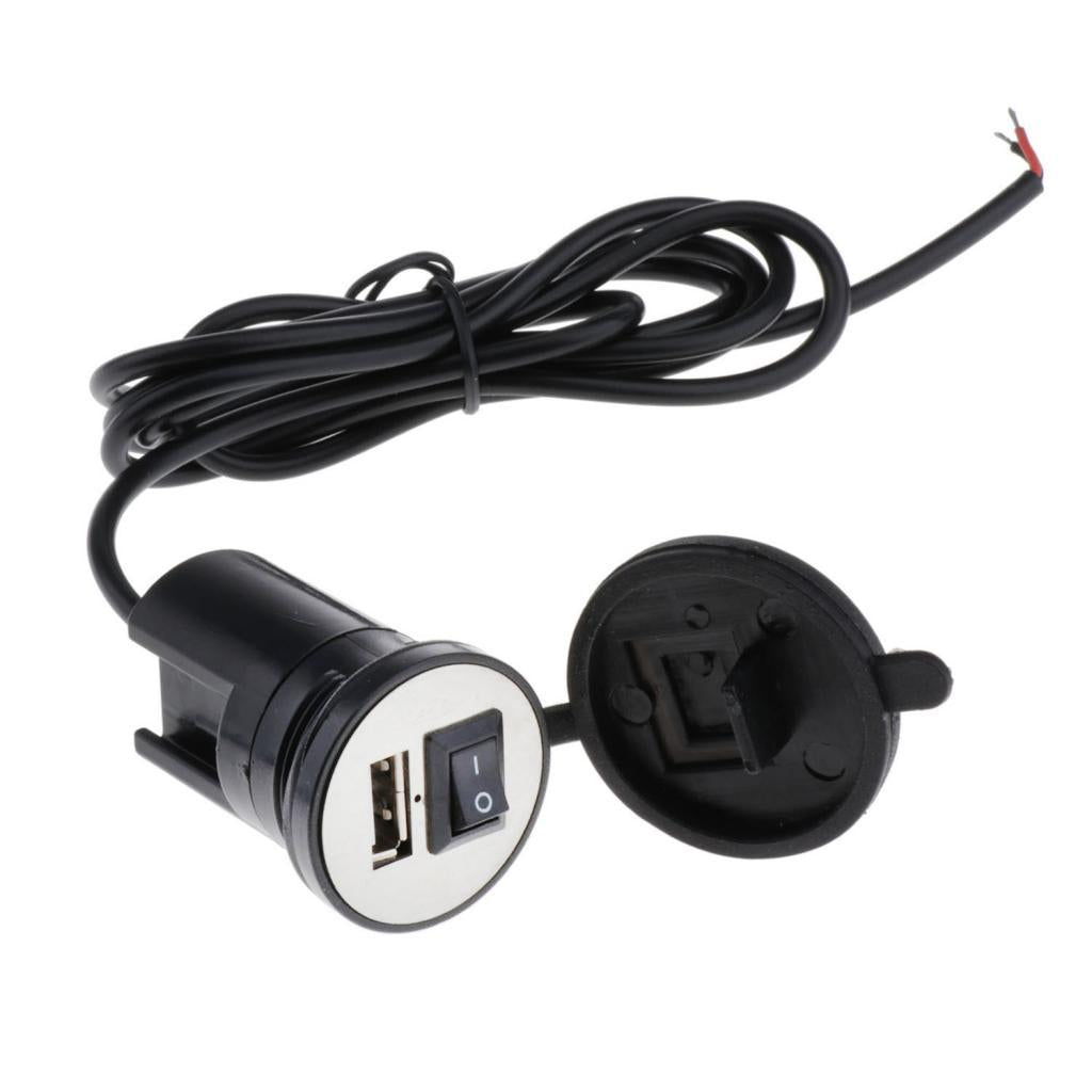 2xMotorcycle Mobile Charger USB mobile charger Single USB Car Charger Socket Black
