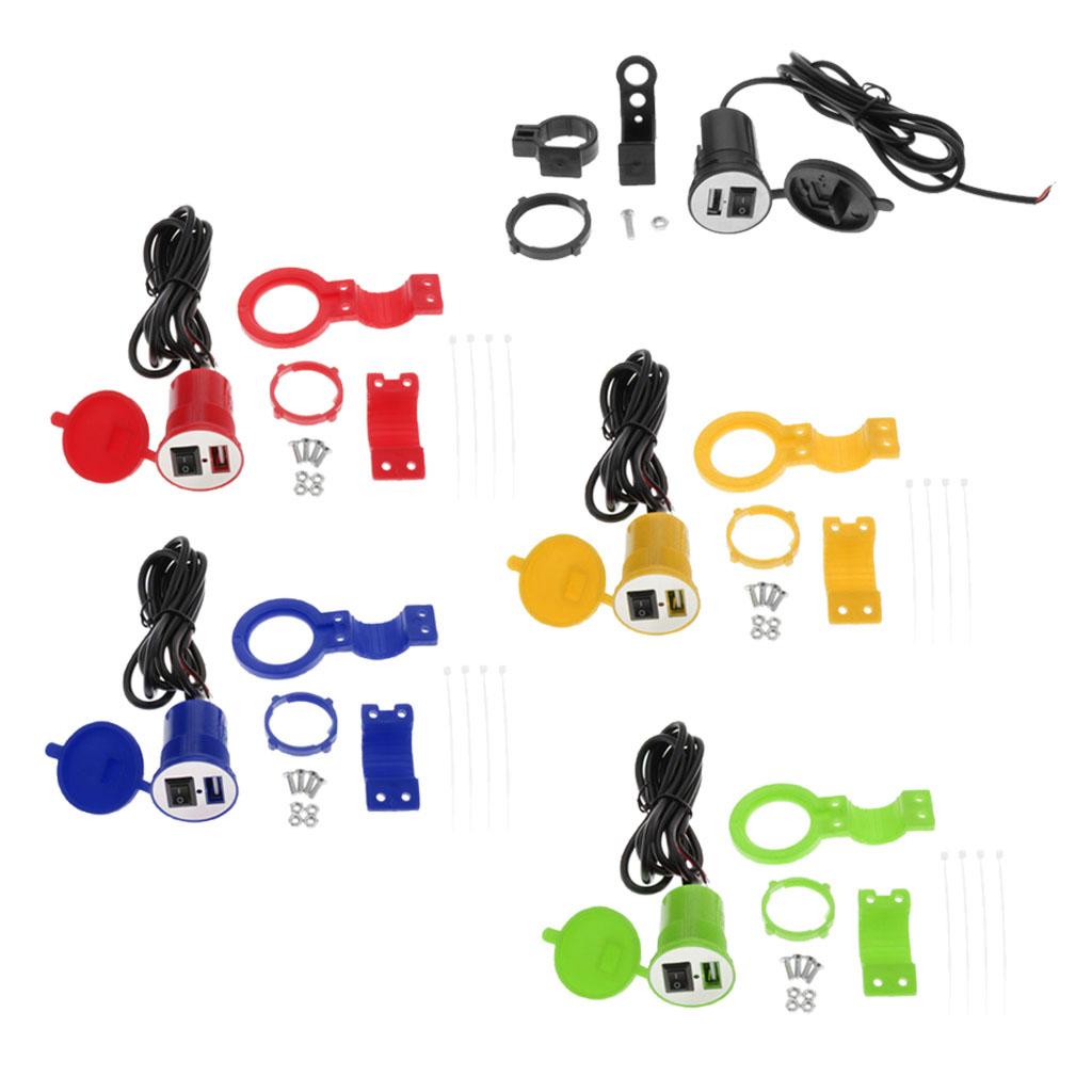 2xMotorcycle Mobile Charger USB mobile charger Single USB Car Charger Socket Black