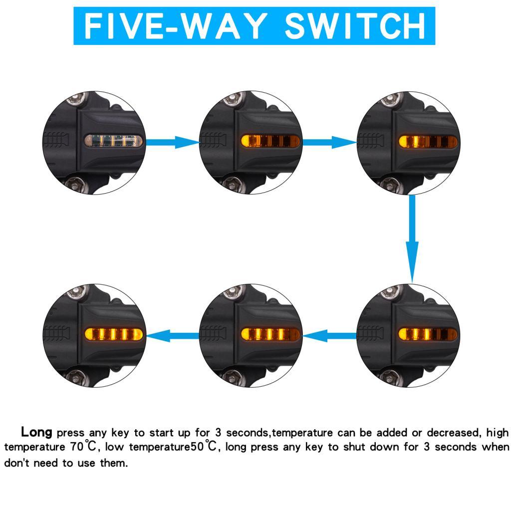 Motorcycle Hot Heated Grips LEFT / RIGHT 22mm/7/8-inch handlebar 5Way Switch