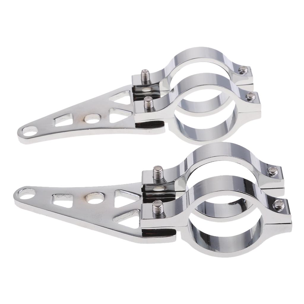 Pair Motorcycle Headlight Bracket 41mm Front Fork Headlight Mount Kit Silver