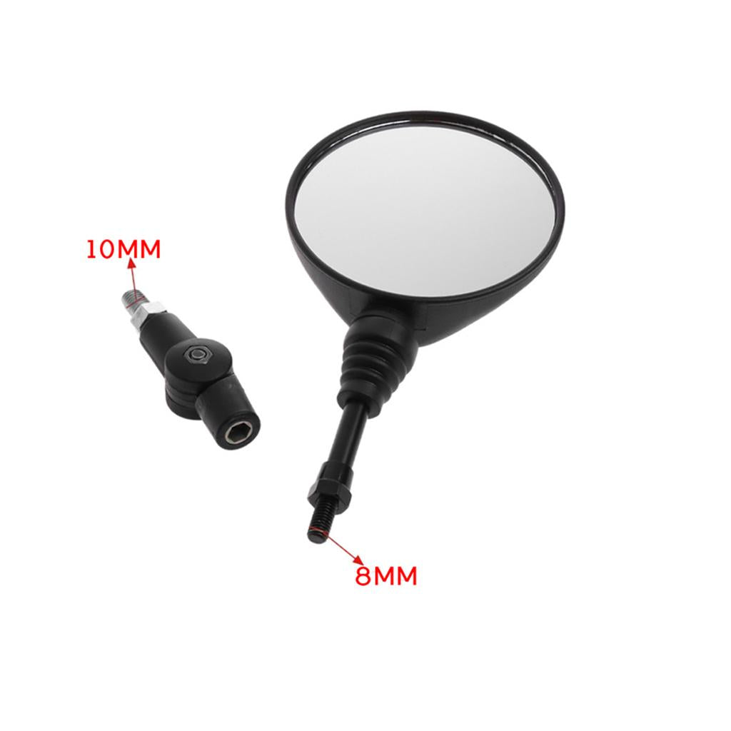 1 Pair Universal Black Round Motorcycle Folding Rearview Side Mirror 8/10mm