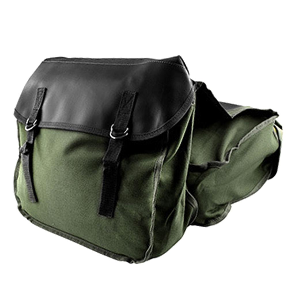 Motorbike Touring Saddle Bag Waterproof Motorcycle Canvas Pannier Army Green