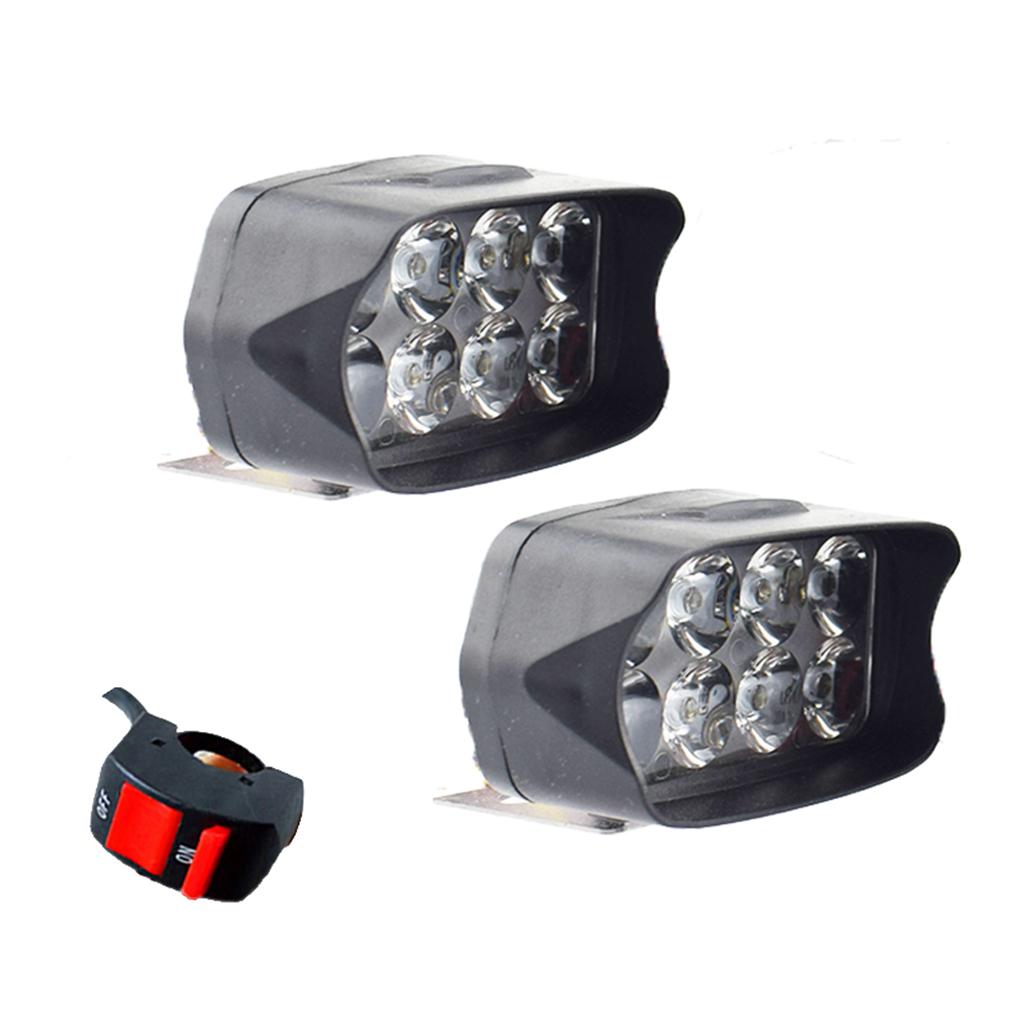 Motorbike Waterproof 6500K 8 LEDs Dual Auxiliary Headlights Fog Light 12w