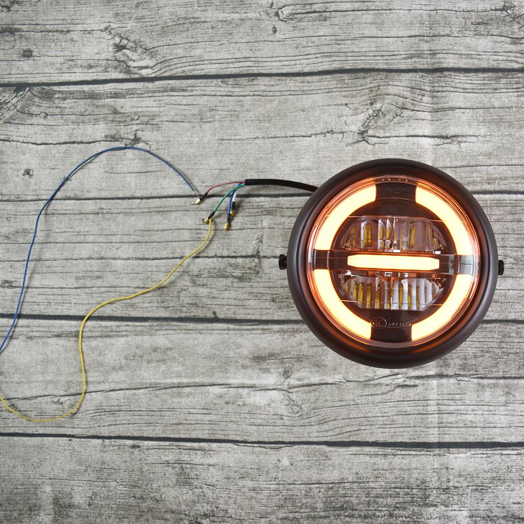 7.4inch Motorcycle Round LED Halo Headlight Bulb Projector for Harley Yellow