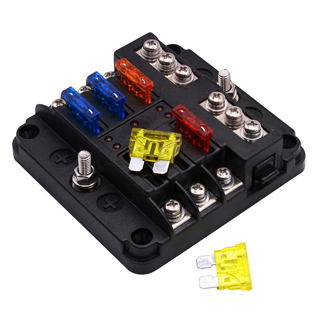 6-Way Marine Blade Fuse Block ATC/ATO Waterproof Car Fuse Box Holder Panel