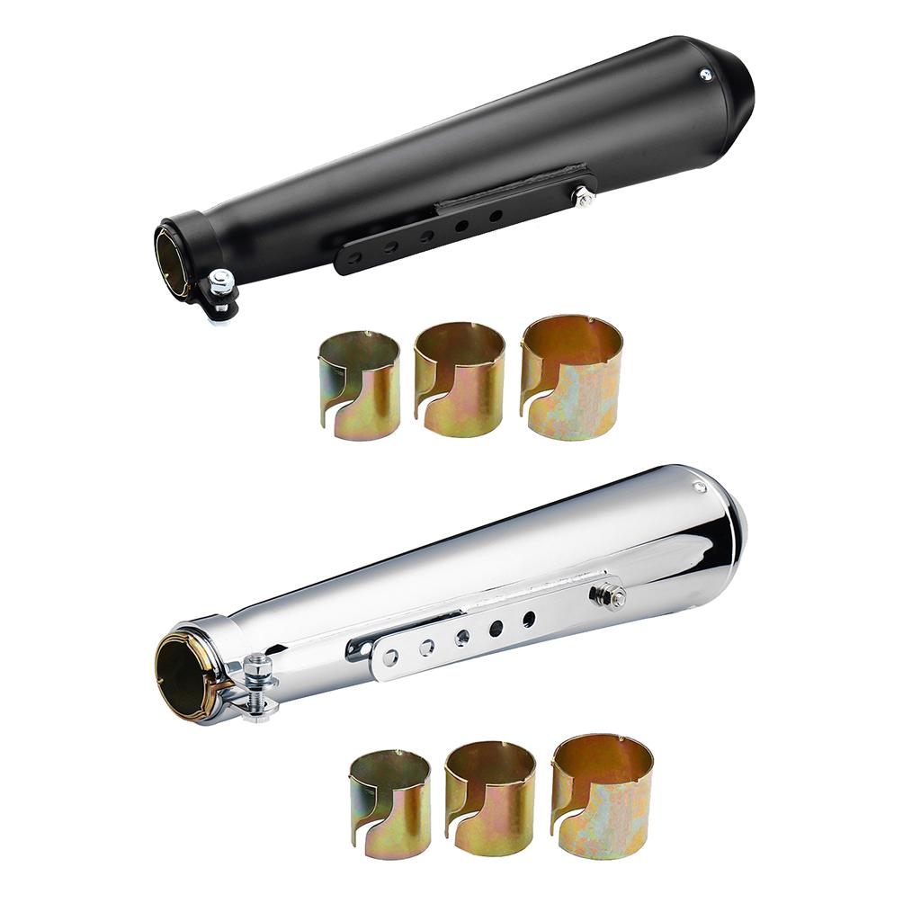 Motorcycle Stainless Exhaust Muffler Pipe w/ Sliding Brackets