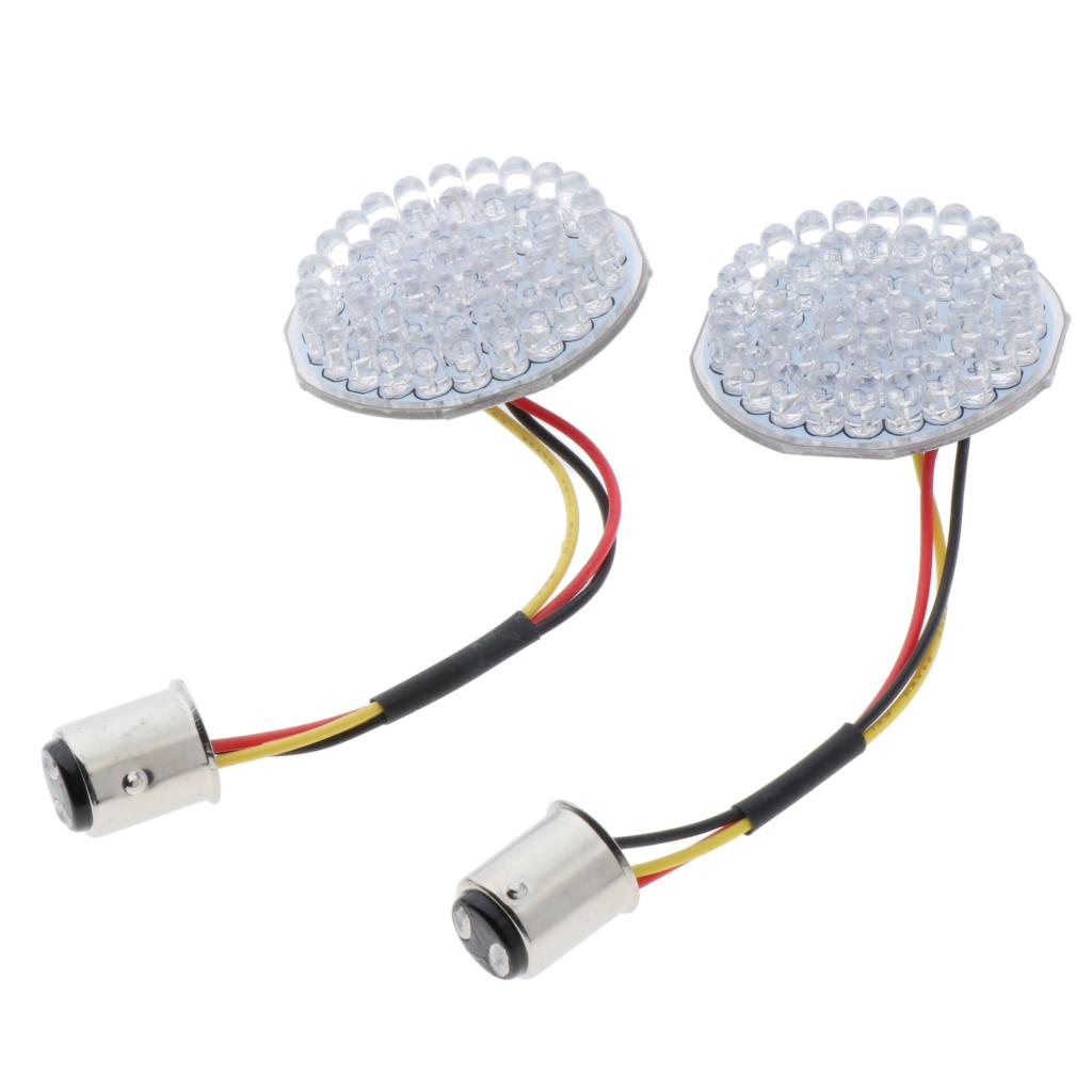 2pcs 2'' Red LED Turn Signals Running Lights Panel for Harley Motorcycle