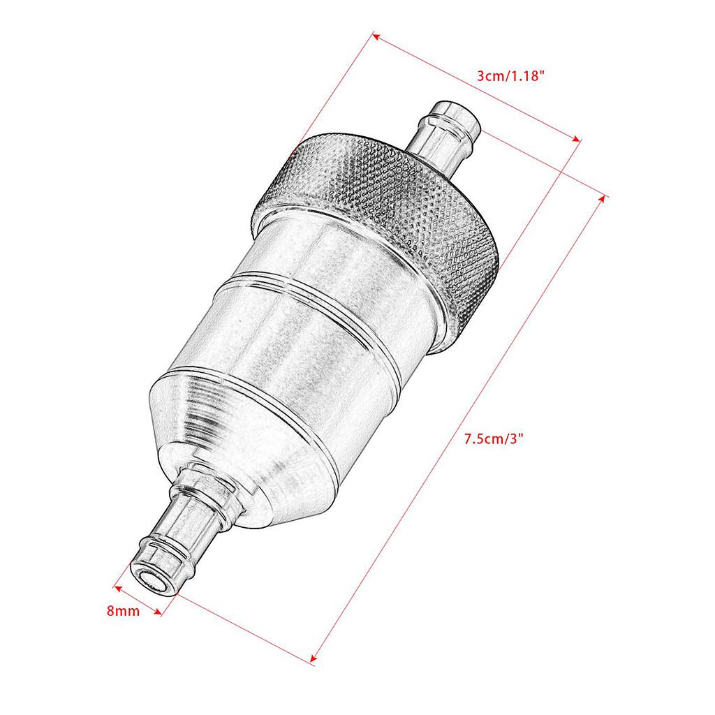 8mm Petrol Gas Fuel Filter Cleaner for Motorcycle Pit Dirt Bike ATV Silver