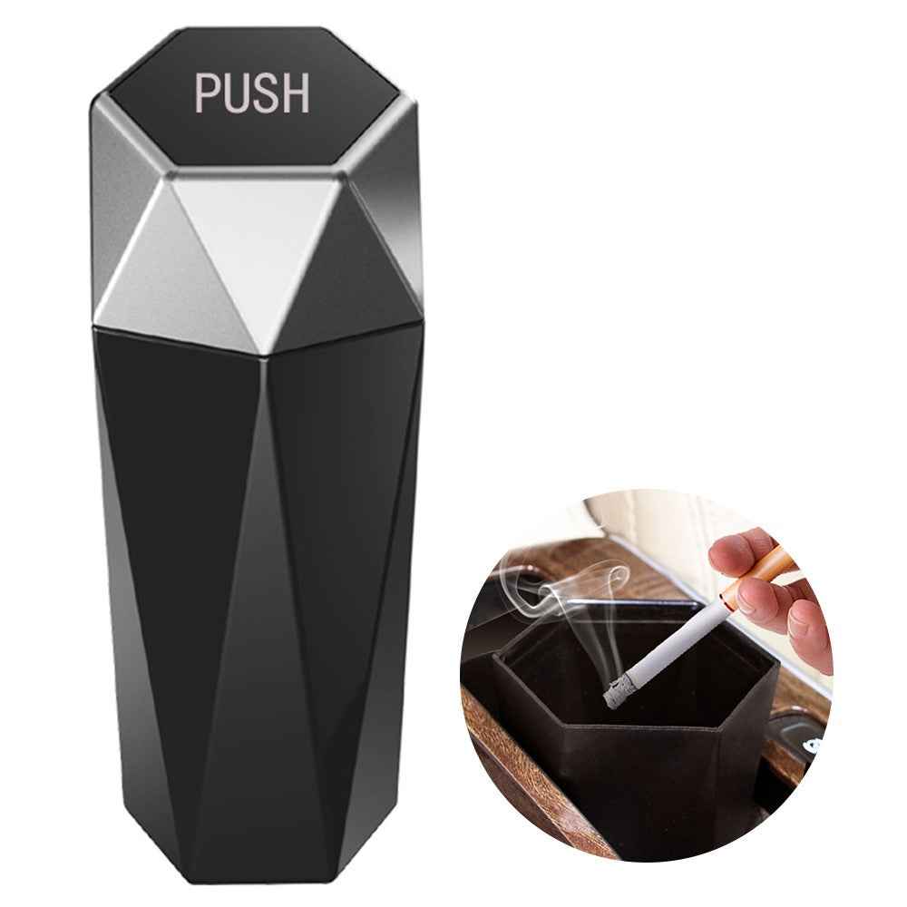 OUDEW Car Trash Can with Lid Mini Washable Vehicle Trash Can Desktop Center Console Dustbin Garbage Organizer - Silver