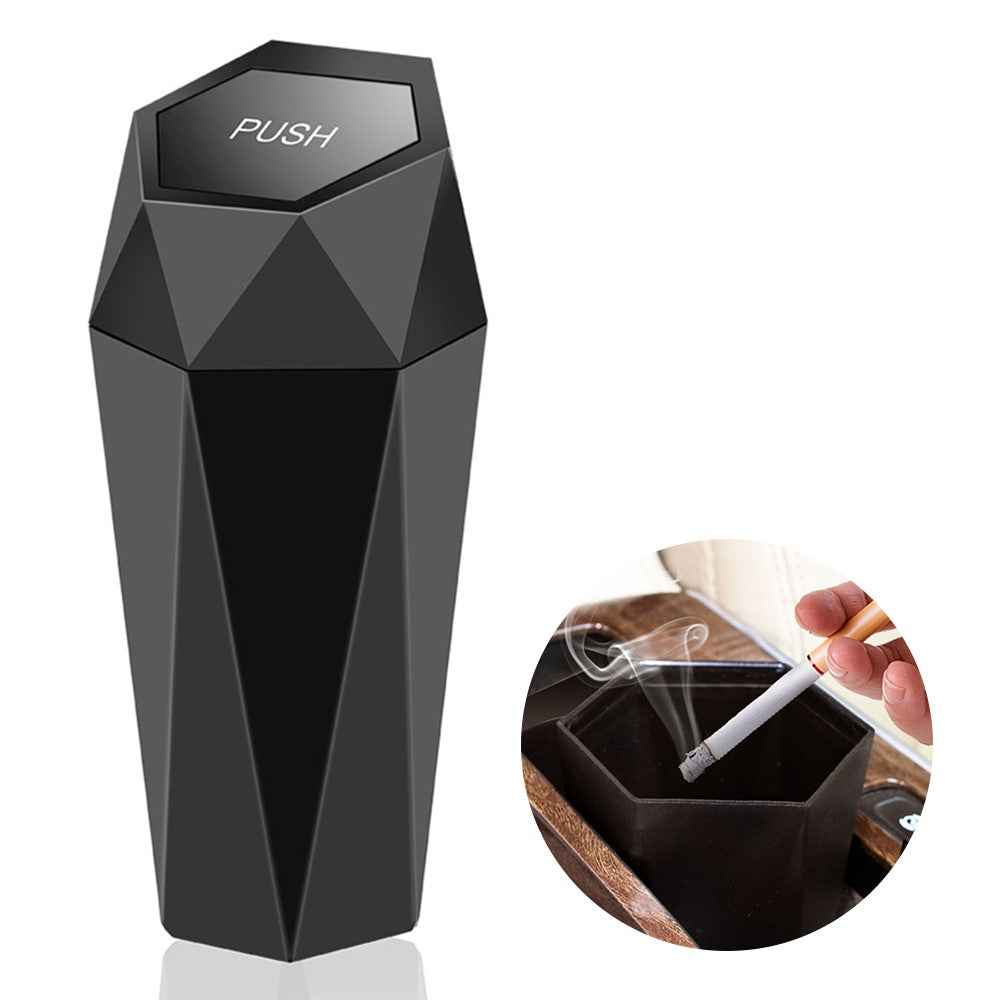 OUDEW Car Trash Can with Lid Mini Washable Vehicle Trash Can Desktop Center Console Dustbin Garbage Organizer - Black