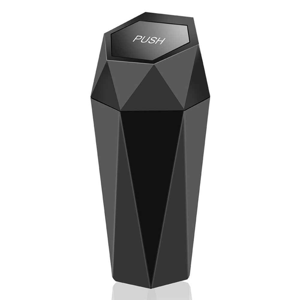 OUDEW Car Trash Can with Lid Mini Washable Vehicle Trash Can Desktop Center Console Dustbin Garbage Organizer - Black