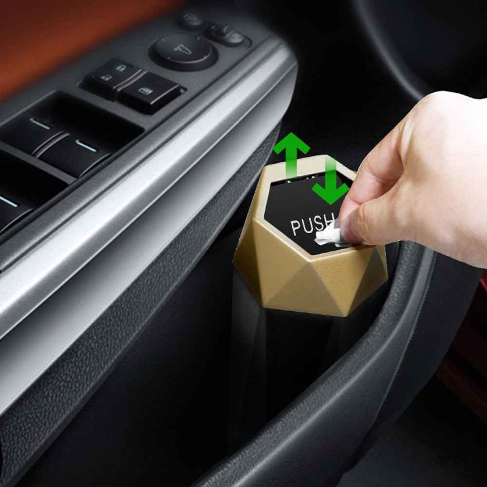 OUDEW Car Trash Can with Lid Mini Washable Vehicle Trash Can Desktop Center Console Dustbin Garbage Organizer - Black