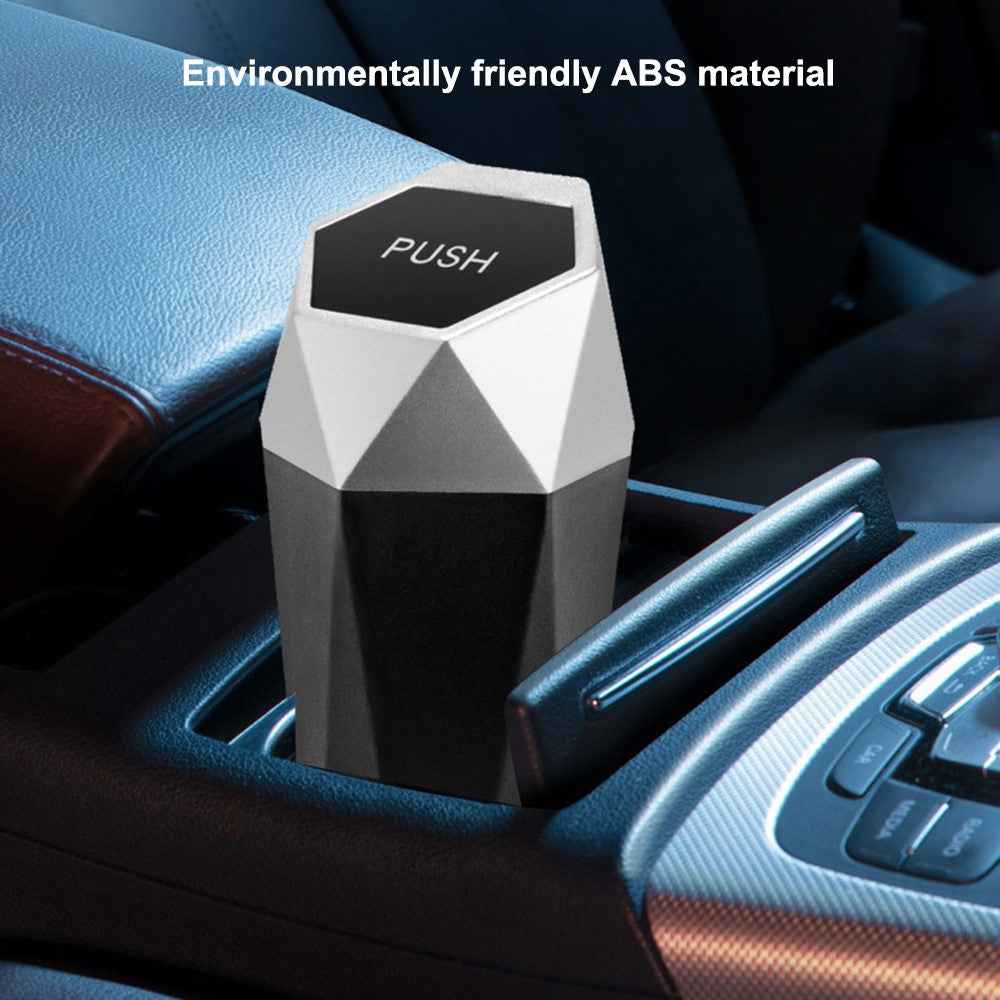 OUDEW Car Trash Can with Lid Mini Washable Vehicle Trash Can Desktop Center Console Dustbin Garbage Organizer - Black