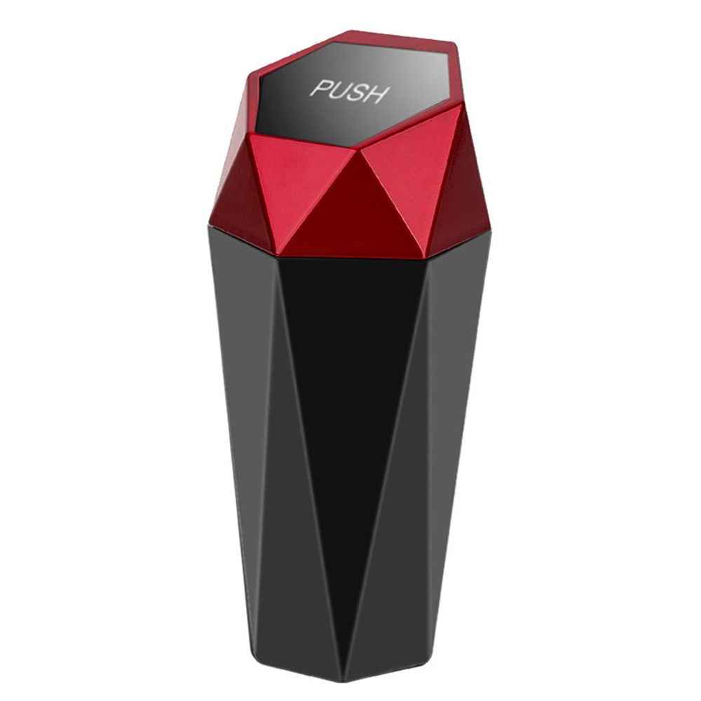 OUDEW Car Trash Can with Lid Mini Washable Vehicle Trash Can Desktop Center Console Dustbin Garbage Organizer - Red