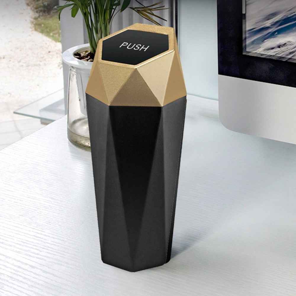OUDEW Car Trash Can with Lid Mini Washable Vehicle Trash Can Desktop Center Console Dustbin Garbage Organizer - Red