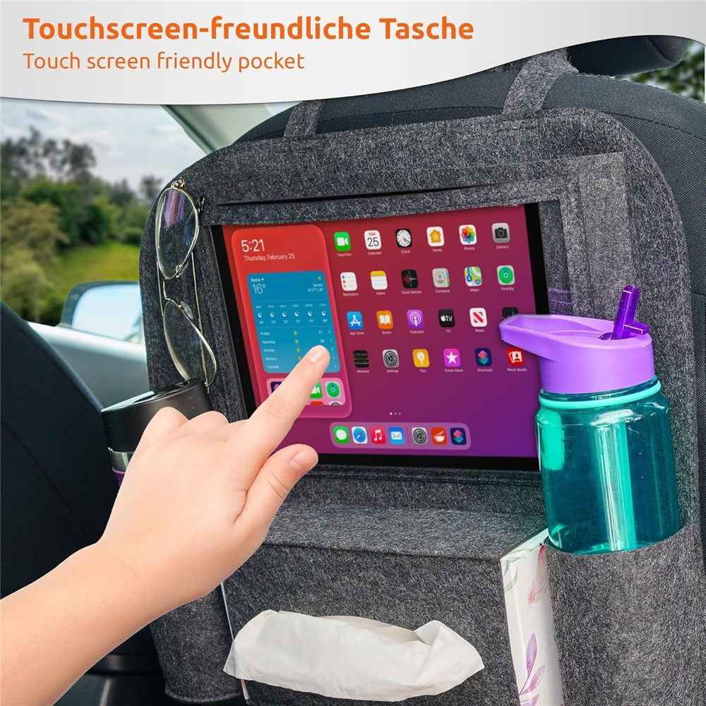 Car Seat Back Felt Hanging Bag Multi-Pocket Sundries Tissue Tablet Storage Bag - Dark Grey