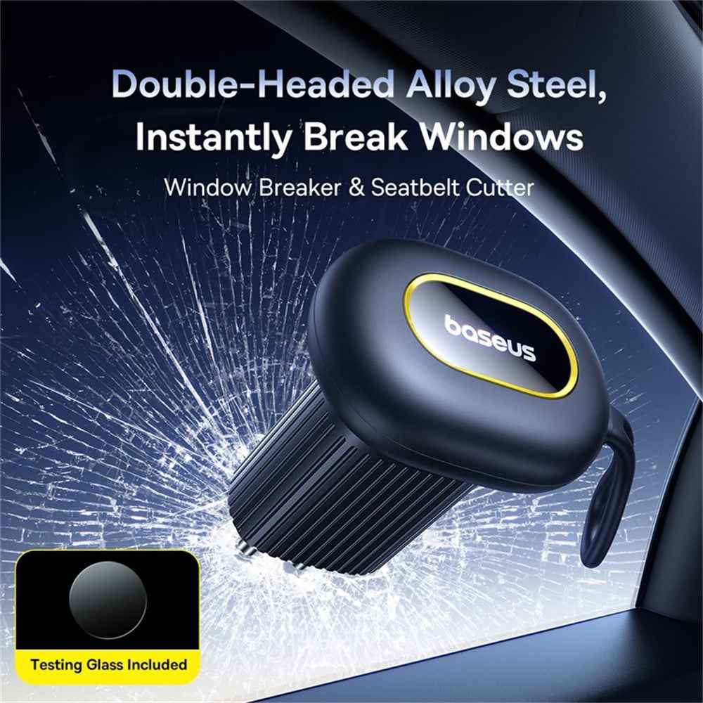 BASEUS Gotrip DT1 Car Double-Headed Safety Hammer Emergency Escape Tool Vehicle Window Breaker - Black