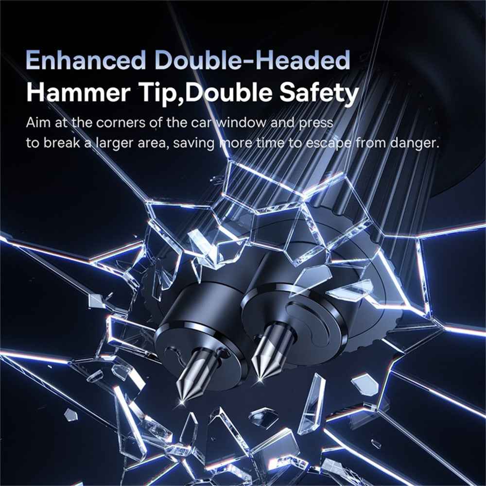 BASEUS Gotrip DT1 Car Double-Headed Safety Hammer Emergency Escape Tool Vehicle Window Breaker - Black