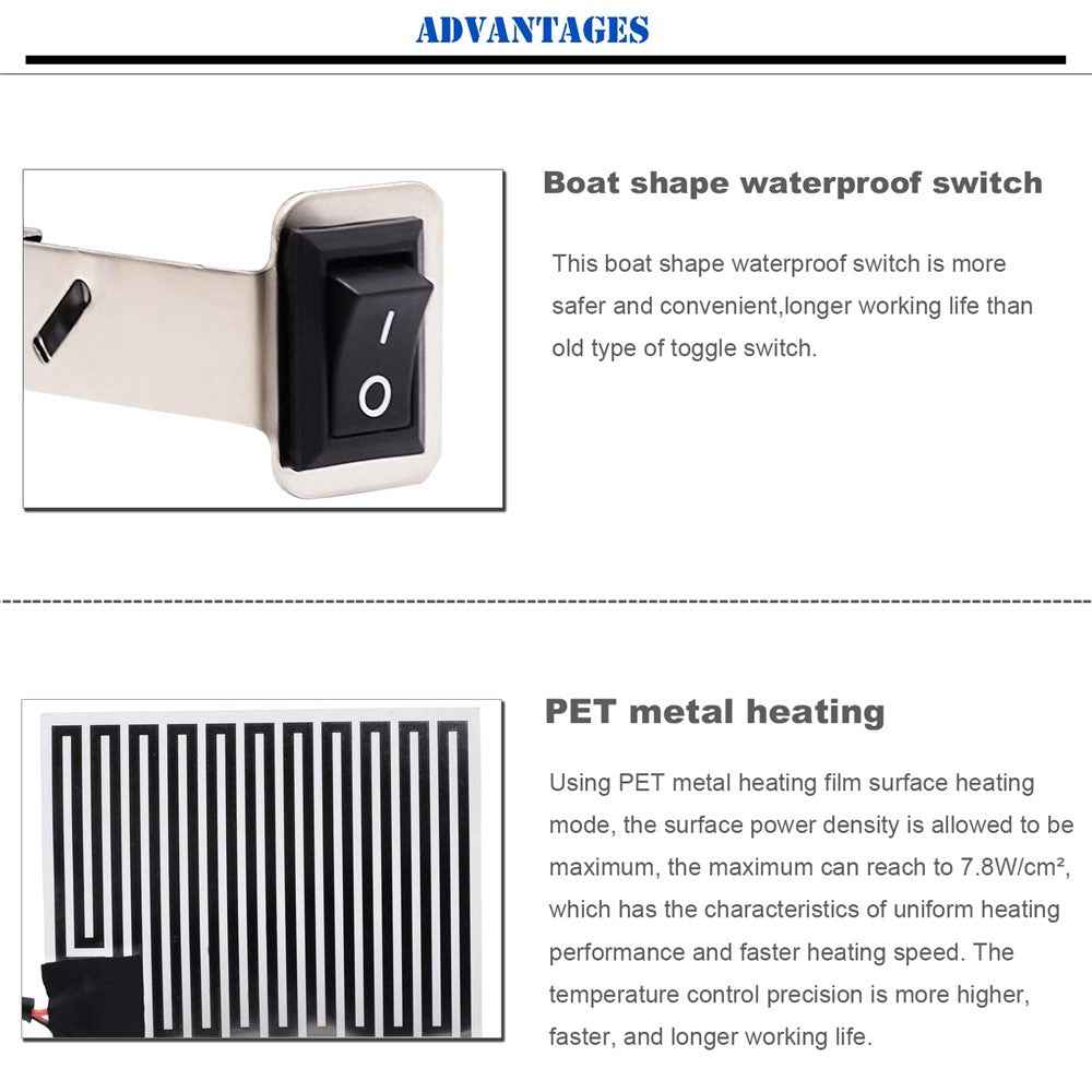 CS-054B1 1Pair 12V Motorcycle Heated Grip 3rd Generation Fast Heating Electric Handlebar Grip Heater with Two Gear Adjustable