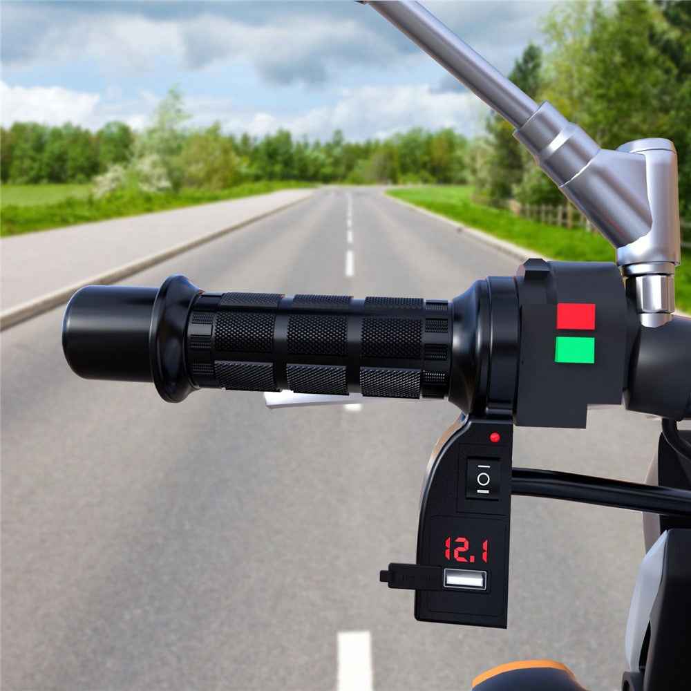 WUPP CS-503A1 1Pair Winter Motorcycle Heated Grips Universal Electric Heating Handlebar 12V Modified Heating Grips E-Bike Warmer Handgrips - Red