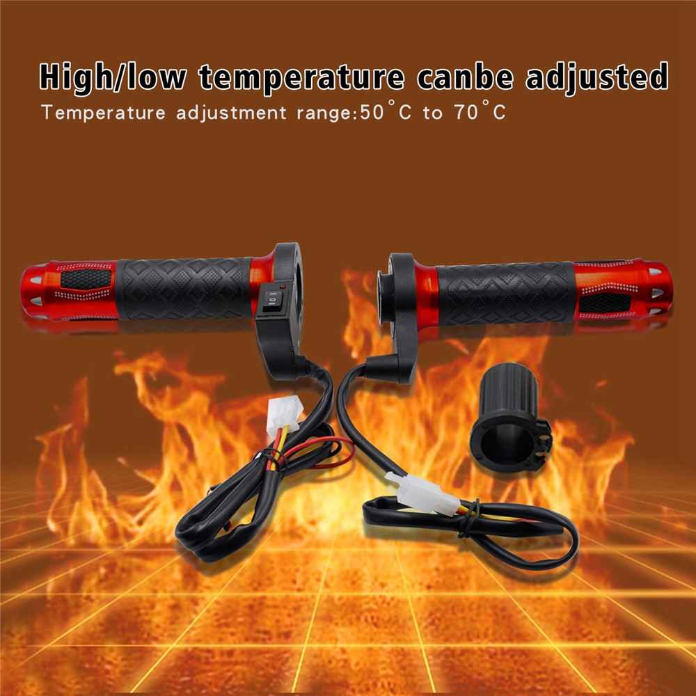 WUPP CS-764 1 Pair Motorcycle Heating Handlebars Aluminum Alloy 12V Electric Heated Handlebar Grips Motorbike Heating Handle Warmers - Red