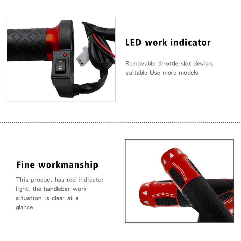 WUPP CS-764 1 Pair Motorcycle Heating Handlebars Aluminum Alloy 12V Electric Heated Handlebar Grips Motorbike Heating Handle Warmers - Red